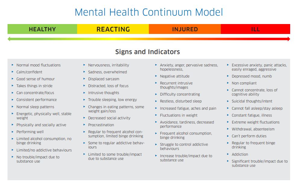 Mental Health Continuum Model with scale 